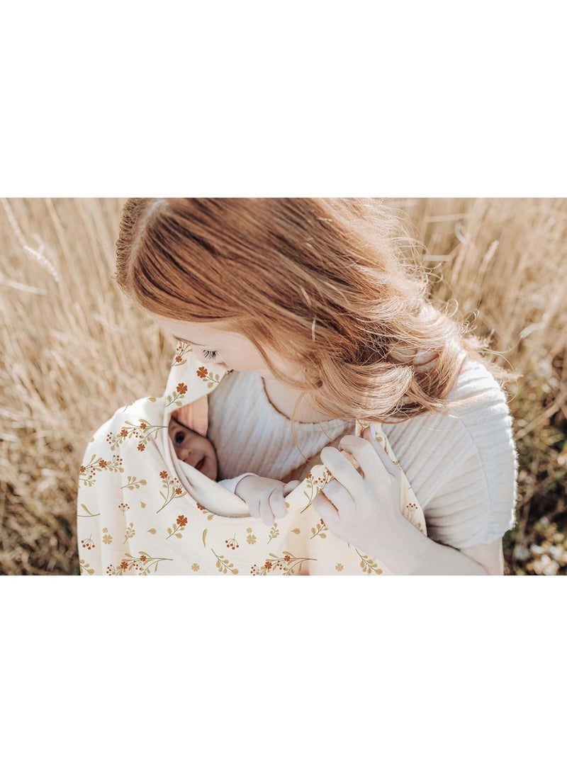 Muslin Nursing Cover for Baby Breastfeeding, Breathable 100% Cotton Breastfeeding Cover with Rigid Hoop for Mother Nursing Apron, Multi-use Carseat Canopy (Lovely Bouquet) - Image 4